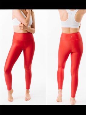 Zyia Active Red Metallic Light n Tight Hi-Rise 7/8 24” Size 8-10